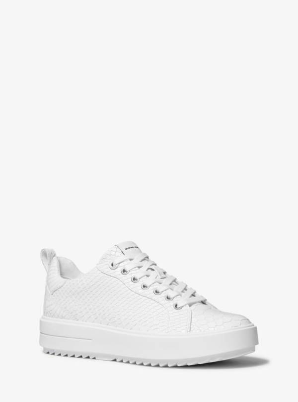 Damske Tenisky Michael Kors Emmett Snake Embossed Leather Biele - Topanky Michael Kors Slevy | LEZNS-6284